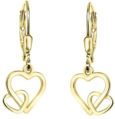 SOFIA MILANI - Boucles d'Oreilles pour Femme en Argent 925 - Plaqué Or - Boucle d'Oreille Pendantes en Forme de Cœur Double - E2243