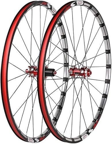 Fahrrad Radgruppe Radfahren Räder 26 27,5 Zoll MTB Fahrrad Laufradsatz Carbon Naben Scheibenbremsen Schnellspanner 7 8 9 1011 Geschwindigkeit (Color : Rosso, Size : 26inch)