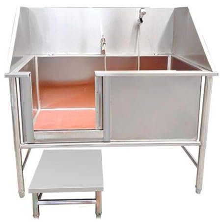 Hundepflege-badewannenstation Für Den Haustierpflegesalon Zu Hause, Große Hunde-hundepflegebadewanne Aus Edelstahl Mit Wasserhahn, Haustier-hundepflegewanne, Hundewaschstation Im Freien(47in/120cm)