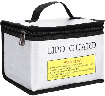 Vueinrg Lipo Batería Safe Bag,Lipo Battery Bag Bolsa de Almacenamiento Ignífuga a Prueba de Explosiones Bolsa de Batería Lipo Caja Fuerte de Polímero de Litio para Cargar y Guardar(21.5x16.5x14.5cm)