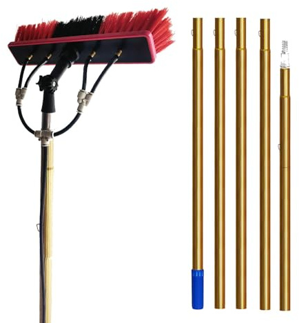 3,6-9 M Fensterputzstange, Fensterputzset, Stange Mit Wasser-/Schlauchanschluss, Fensterputzbürstenausrüstung, Reinigung Von Photovoltaik- Und Solarmodulen, 7.2M/55cm Brush Head