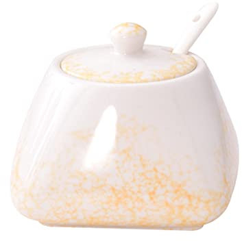 Tee-, Kaffee- und Zuckerdosen, bunte Keramik-Zuckerdose mit Deckel, Porzellan-Zuckerdose mit Löffel, kleiner Salztopf, Vorratsdose, for Kaffeebar, Restaurant, Küche – Rosa – Milchkännchen ( Color : Ye
