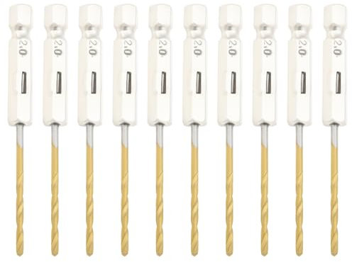 EMSea 10pcs Brocas Vástago Hexagonal 2 Mm Broca Helicoidal Vástago Hexagonal 1/4 de Pulgada Juego de Brocas Acero de Alta Velocidad para Vidrio Madera Acero Inoxidable Metal Plástico