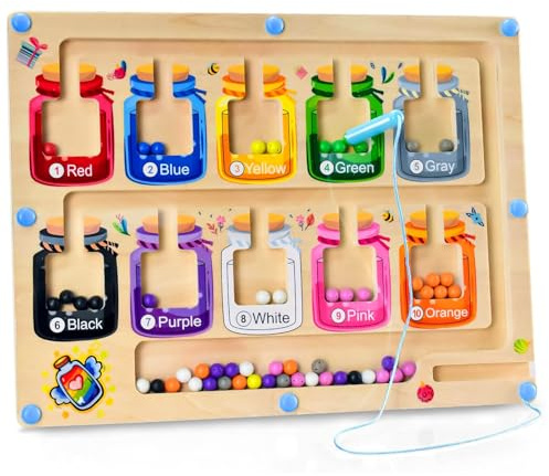 PIWOSGOL Montessori Spielzeug Magnetspiel Labyrinth,Holzspielzeug Kinderspielzeug Lernspiele, Magnet Spielzeug Kinder Motorikspielzeug Sortierspiel Geschenk für Mädchen Jungen 2 3 4 5 6 Jahre alt