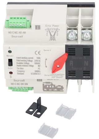 Interruptor de Transferencia Automática de Doble Potencia, Controlador de Interruptor de Alimentación 2P Resistente a Altas Temperaturas, Buen Aislamiento de la Red Eléctrica Al