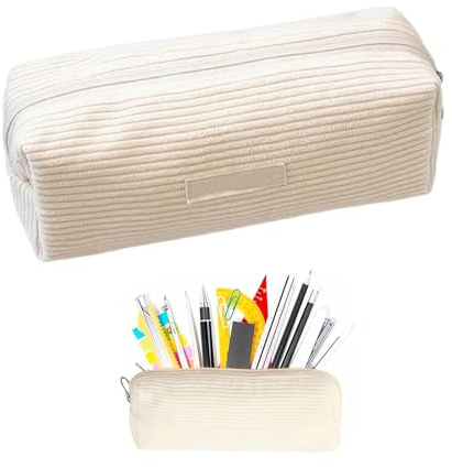 Federmäppch Mädchen Teenager Federmappe Cordstoff Schulmäppchen Beige Mäppchen Aesthetic, study mäppchen, federmäppchen beige