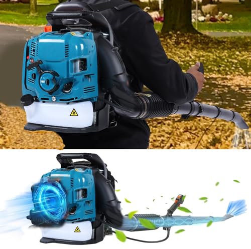 WaaYb Souffleur de Feuilles à Dos à Essence, souffleur de Feuilles de Jardin à Essence sans Fil, Puissant Moteur refroidi par air à 4 Temps, souffleur à Neige de Jardin à Dos à Essence pour souffler