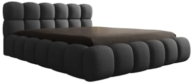 Luxusbetten24 Designer Polsterbett Boston Bouclé 160x200 mit Stauraum | Bezug: Bouclé | Farbe: Grau