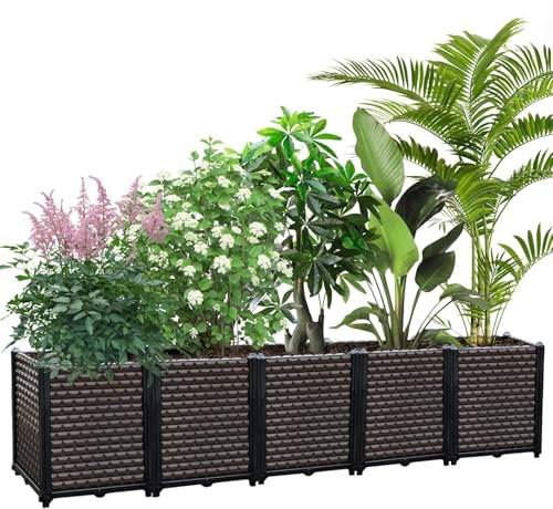 EasyVibe Raised Garden Bed Self Watering Deepened 50cm, 335L Large Planters Box for Outdoor Plants, Elevated Patio PP Flower Vegetables Planting Container, Garden Bed Planter Box Kit Drainage Holes