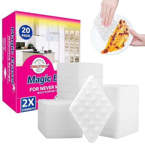 20 pack Magic Sponge Eraser for Cleaning,2 x Stronger Density Cleanning for Kitchens, Bathrooms, Walls, Shoes,Add Water to Erase All Dirt