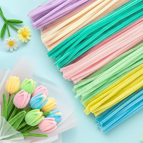 Caydo 200 Stück Pfeifenreiniger in Makronen-Farben, Chenilledraht für Bastelarbeiten, DIY-Kunst, Kreatives Basteln, Party-Dekorationen (12 zoll x 6 mm)