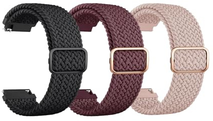 SHENGYIG Bracelets de Montres, 3 Pièces 20mm Bracelet Connecté, Réglable Bracelet de Montre Connectée, Nylon Tressé, pour Montres des Séries GT3 et Buds