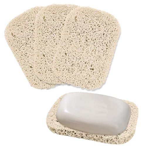 COYUN 3pcs Porte-Savon, Antidérapants et Durables économiseur de Savon avec Forme de Bobine de Drainage Automatique pour Ranger Le Savon (Beige)