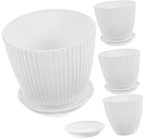 BESPORTBLE Elegantes Pflanzgefäß-blumentopf-Set Aus Kunstharz Mit Untertasse Stabile Blumentöpfe Für Den Innenbereich Als Dekoration Für Zuhause