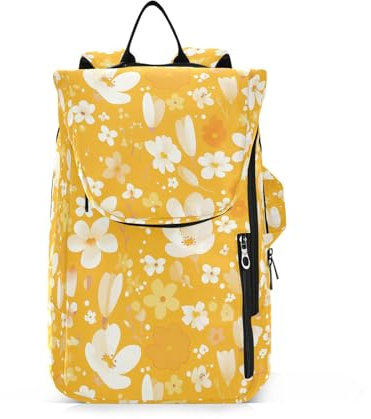Amooorous Tennis-Rucksack für Damen und Herren, große Aufbewahrung, gelbe Blumen, Illustration, 3 Schläger, Badmintonschlägertasche für Tennis, Badminton, Racketball