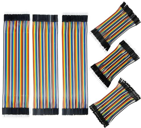 REXQualis 240pcs Dupont Wire Kit, 10cm and 20cm Jumper Cables, 40-Pin M-F/M-M/F-F, Breadboard Jumper Ribbon Cables Kit Compatible with Arduino Projects