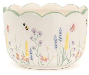 Sass & Belle Meadow Floral Planter - Indoor Plant Pot, Floral Design for Cactus or Succulent, Ceramic plant pots for Home Decor, Flower Pot Designed by Sass and Belle