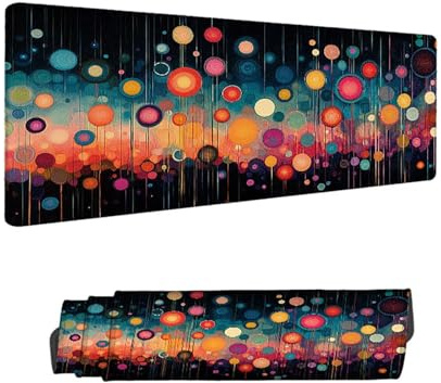 Gaming Mouse Pad XXL 23.6 x 11.8 inch, Large Mouse Mat Black Office Desk Accessories, Extended Desk Mat with Anti-Slip Rubber Base Stitched Edges Keyboard Mousepad for Home Office Decor, Color H-1992