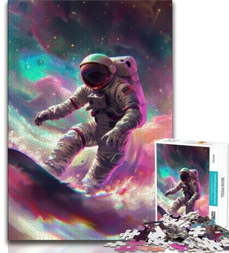 Astronauten-Weltraum-Surfen-Puzzle 1000 Teile für Erwachsene, dekomprimierendes intellektuelles Lernspielzeug, Geburtstagsgeschenk, Geschenke, Wandkunst, 38x26cm