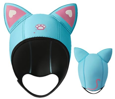 Nexusectar Cappuccio da sub – Cappello da muta da 26 cm, cuffia termica con orecchie di gatto, meravigliosa compatibilità, in neoprene, comoda cuffia da nuoto per adulti, uomini, donne, surf