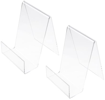 CONGARTENO Espositore Elegante e Funzionale in Trasparente Acrilico 2 Pezzi Libri per Design Verticale Porta Tablet Cellulare Ufficio e Casa