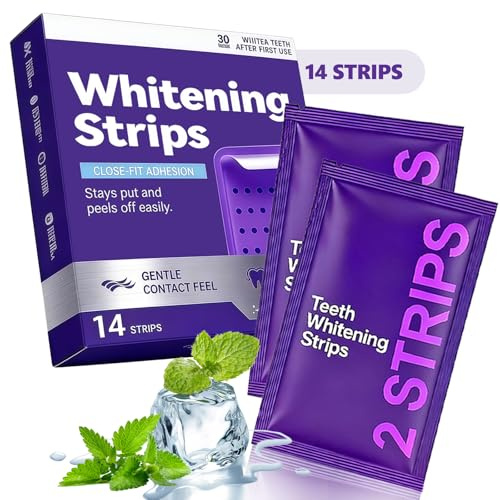 14 Pièces Bandes de Blanchiment Dentaire, Kit de Blanchiment des Dents, Blanchisseur De Dents, Élimination Efficace des Taches Dentaires, Aide à Improve Café/vin Tache (Violettes)