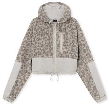 Johnny Urban Kurze Teddyjacke Damen & Herren Beige Leo - Carey - Cropped Unisex Sherpa Fleecejacke für Herbst & Winter - Teddy Jacke Mit Kapuze - Warme Übergangsjacke