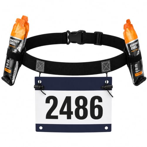 HZOUHONG Nastro con numero di partenza per triathlon, regolabile, con porta numero di partenza, 6 supporti in gel, senza spille di sicurezza, porta numero di corsa per jogging, maratona, ciclismo