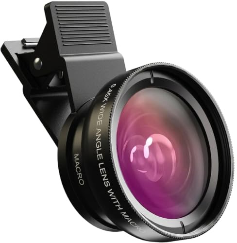 Alriedy 2-in-1 Handy Kamera Objektiv, 12,5-Fach Makro, 0,45-Fach Weitwinkel | Universal Objektiv Set Mit Clip Für iPhone Samsung Google, 37mm Professionelle Handy Linse Für Die Meisten Smartphones