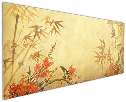Wallario Küchenrückwand aus Glas 125 x 50 cm, Motiv: Herbststimmung Alter Papyrus mit Herbstmotiven | Spritzschutz abwischbar & pflegeleicht