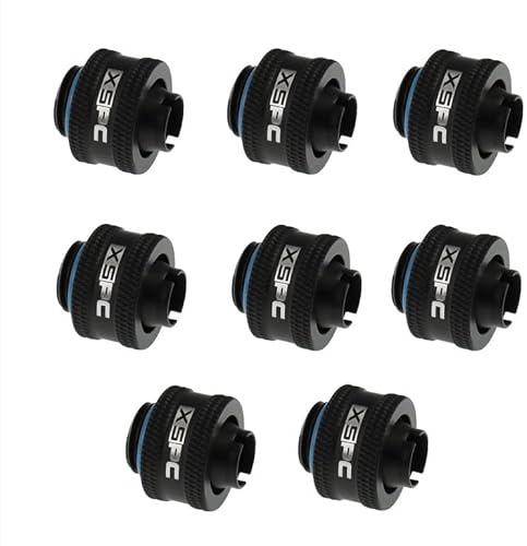 XSPC G1/4 Compression Fitting 3/8 ID 1/2 OD 13/10mm V2 Pack of 8 Matte Black