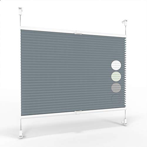 ALOHA Plissee ohne Bohren Klemmfix Faltrollo Plisseerollo Blickdicht Sonnenschutz Jalousie für Fenster & Tür (Graphit / 70x130cm / Breite x Höhe)
