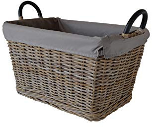 B18-BM Cesto Portalegna in Rattan Naturale con Fodera lavabile (Medium)