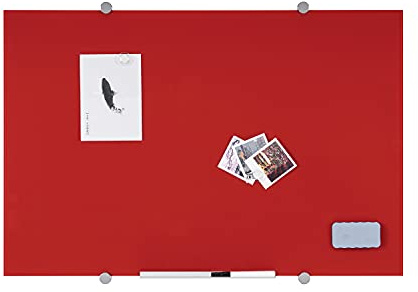 Bi-Office Whiteboard aus Glas, trocken abwischbar, nicht magnetisch, Farbe Rot, 60 x 45 cm