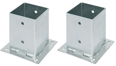 Alberts 215248 Ancre sur platine | pour poteau en bois rond ou carré | galvanisée à chaud | 101 x 101 mm | Set de 2 pièces
