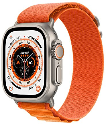 Apple Watch Ultra (GPS + Cellular, 49mm) Smart watch - Titanium Case with Orange Alpine Loop - Small. Fitness Tracker, Precision GPS, Action Button, Extra-Long Battery Life, Brighter Retina Display