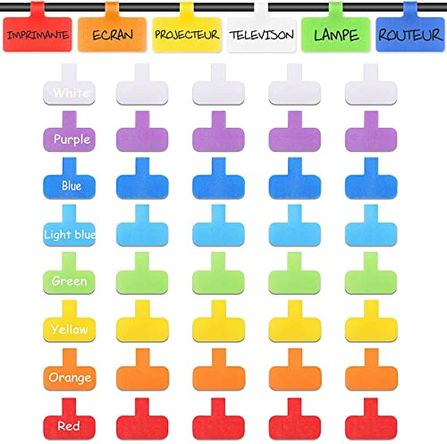 40 Pcs Etiquetas de Cable, Multicolores para Gestión de Cables, Alambre