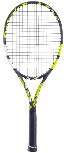Babolat - Evo Aero Tennisschläger Besaitet für Erwachsene - Kraft & Komfort - Aerodynamischer Spin Alpha Rahmen mit Evo 4 Feel & Woofer Technologie - Syntec Evo Grip 1-3 Grau/Gelb