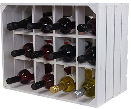 Kistenkolli Flaschenregal Henry in Weiss Maße ca 50x40x30cm Regalkiste Flaschenablage Weinregal Apfelkiste/Weinkiste