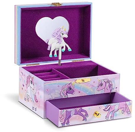 CRAZE UNICORN - Boîte à Bijoux musicale Fille avec Figurine Licorne et nombreux rangements, Boîte à musique Licorne