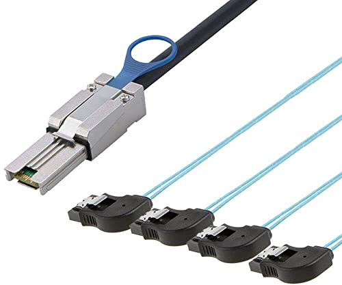 Tillåten MINI SAS SFF-8088 till 4 portar SATA 7P hona server hårddiskanslutningskabel (2 m, svart)