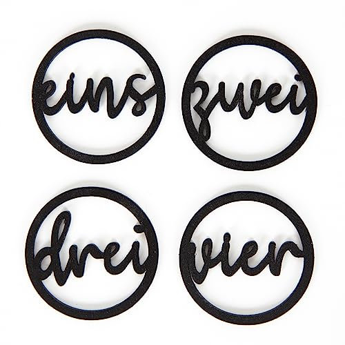 Adventskranz-Zahlen, 4 Stück: Holzanhänger Advent & Weihnachten, Schriftzug Nummern Holz, Weihnachtsanhänger Gesteck, Kerzen & Kerzenhalter, Weihnachtliche Deko Schwarz, Weihnachtsschmuck, Ø 5 cm