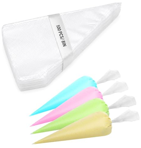 Engorgio Mini mangas pasteleras desechables de 8 pulgadas, crimpadoras de pastelería, bolsas pequeñas de pastelería desechables para pasteles, macarrones, decoraciones de postres, galletas, hornear