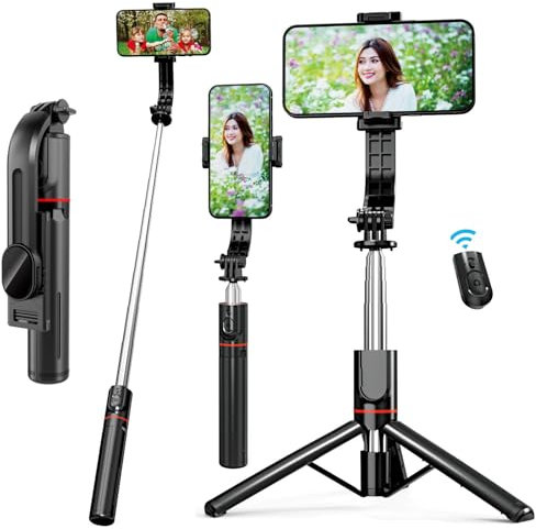 EASERIA Selfie Stick Kompatibel mit iPhone Samsung, Handy Stativ für Live-Streamer, Smartphone Selfiestick & Tripod mit Abnehmbarer Handyhalterung und Fernbedienung, Koppelbar mit Handy Bluetooth