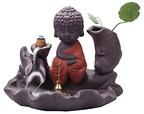 MOOWI Weihrauchbrenner Waterfall Incense Burner Backflow Buddha Incense Cones Holder Censer Home Decor Buddhist Aroma Furnace Use in Home Office Yoga Teahouse Räucherstäbchenhalter Zen Dekor