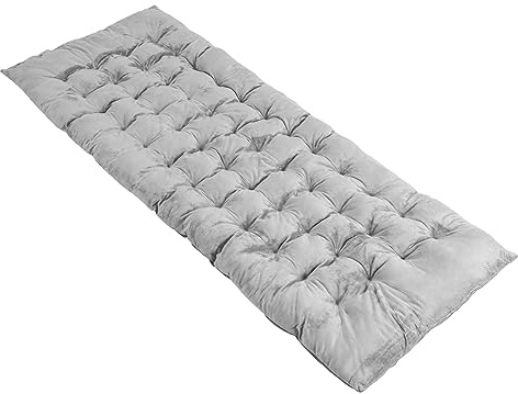 GOPLUS Liegenauflage, Auflage für Gartenliege 190 x 70 x 7 cm, Deckchair Auflage, Baumwolle Feldbett Auflage, Martratze mit 4 Befestigungsbändern für Liegestuhl & Sonnenliege (Grau)