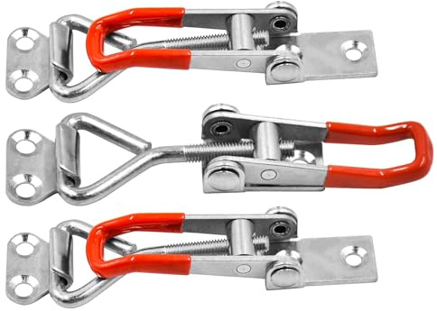 JIKEXINGMENG Long-Listing Toggle Clamp Latch, Galvanized Iron - Secure Closure for Doors, Cabinets, Boxes & More,100KG Hold Capacity(3-Pack) (3, Silvery)