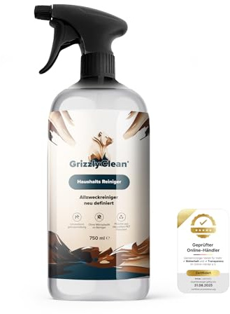 GrizzlyClean effektiver Haushaltsreiniger- Allzweckreiniger für streifenfreien Glanz - Intensiver Universalreiniger - Allzweckreiniger Spray für alle abwaschbaren Oberflächen im Haushalt