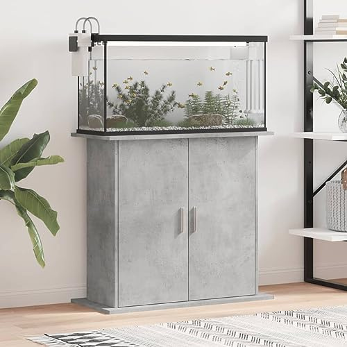Homgoday Aquariumständer Aquarium Tisch Aquarium Unterschrank Aquarienunterschrank Aquarien Schrank Terrarium Schrank Betongrau 81x36x73 cm Holzwerkstoff