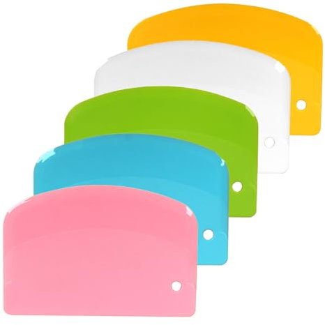 5 Pezzi Tarocco per Impasti Spatola Pizza, 13.5x9.2cm Tagliapasta in Plastica Raschietto da Banco Spatola per Pizza Dolci, Verde Blu Giallo Bianco Rosa